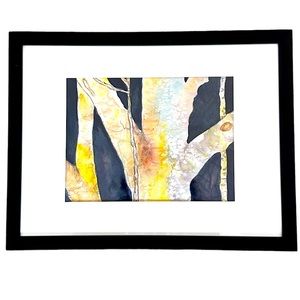 Original One of A Kind Landscape Watercolor Art in 10 x 13 Black Frame
